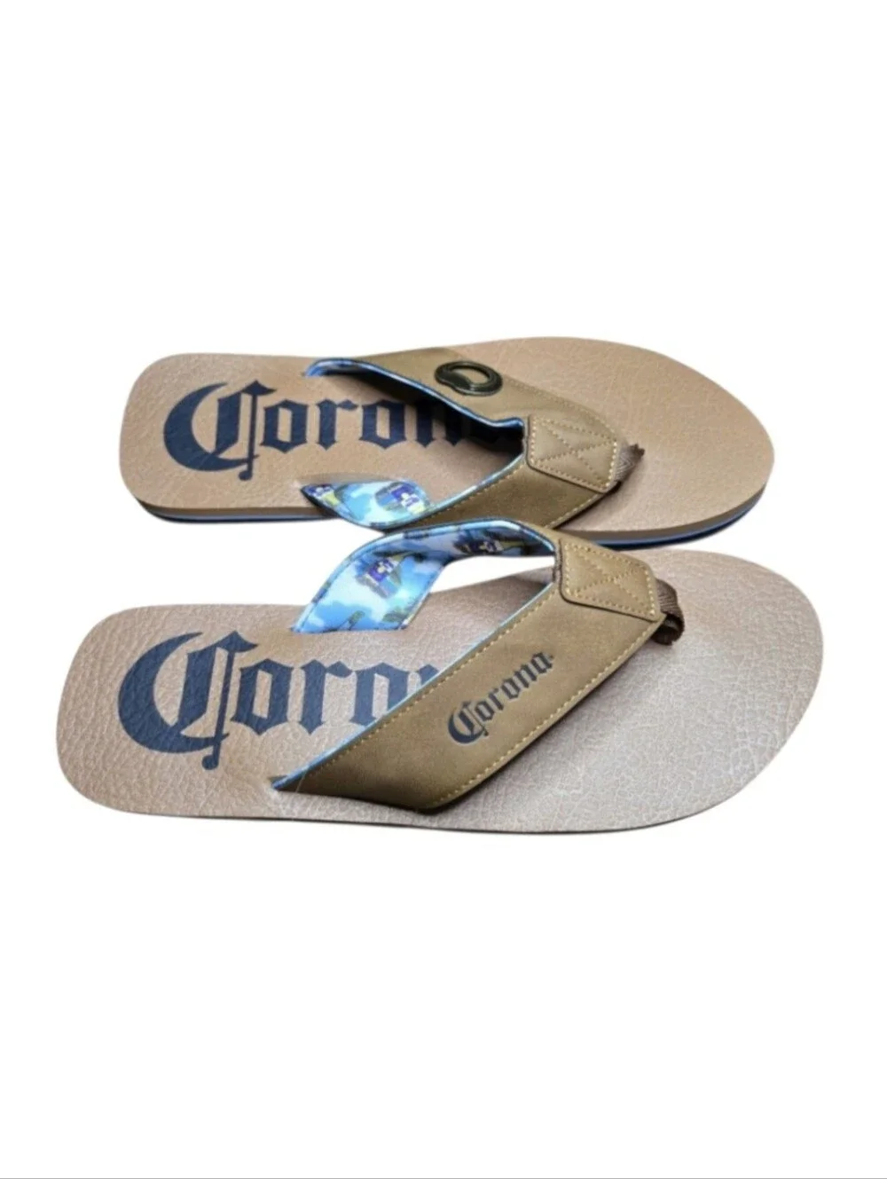Corona Extra Strap Flip Flop Sandals with Bottle Opener in Brown, Size 13 Men's.